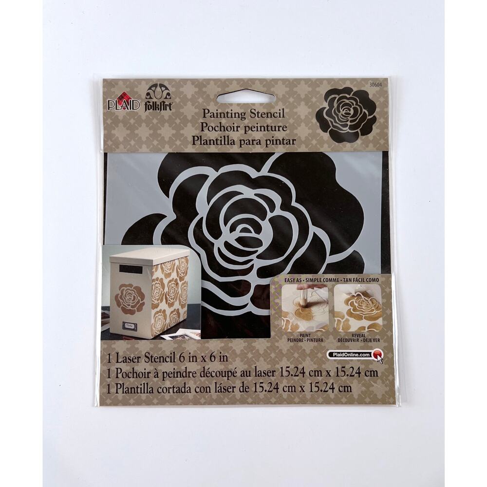 Plaid FolkArt Rose Stencil 6x6 Floral Painting Craft DIY Furniture Decor